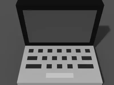 Voxel laptop PC turned off Low-poly 3D model