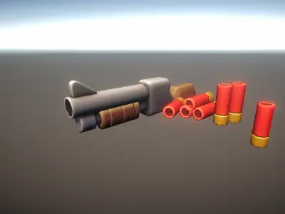 Stylized Low Poly Guns and Ammo - PBR Game Ready Weapons Free low-poly 3D model