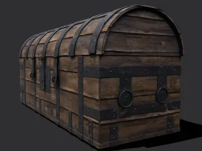 Medieval Chest Iron Bound Decor Low-poly 3D model