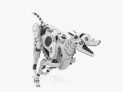 Running Futuristic Robotic Dog White 3D model