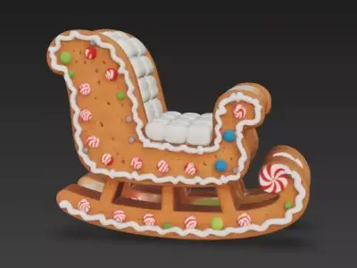 Sugar Rush Gingerbread Sleigh 3D Model Low-poly 3D model