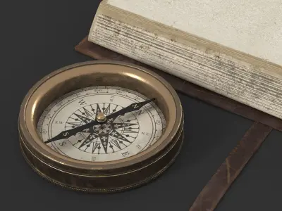 Antique Pen and Ink with Diary Low-poly 3D model