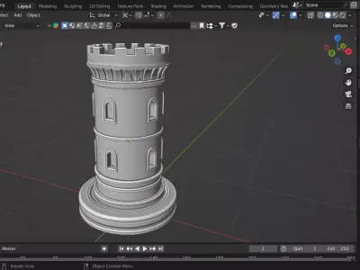 Ancient Roman Rook Chess Piece  3D print model