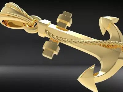 MENS ANCHOR PENDANT NECKLACE ROPE DESIGN JEWELRY  3D print model