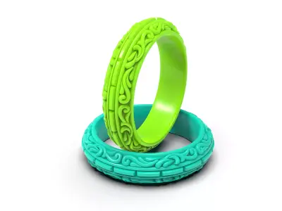  SCROLLWORK WEDDING BANDS US 3 TO 13 SIZES PRINT READY 3D MODELS 3D print model