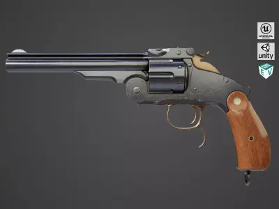 Revolver 02 Generic Black All PBR Unity UE Textures Low-poly 3D model