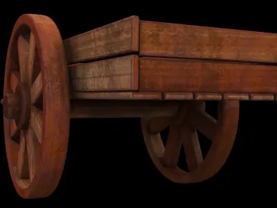 tumbrel 2 old wooden cart 3D model