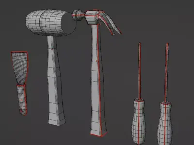 Hand tools Collection Low poly Free low-poly 3D model