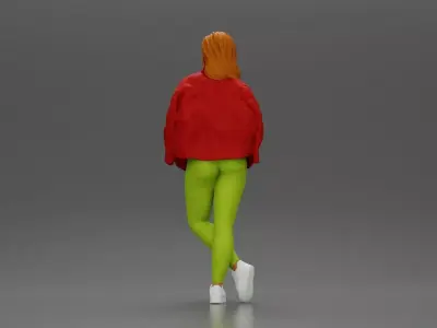 woman standing stylishly hands in pockets striking pose 3D print model