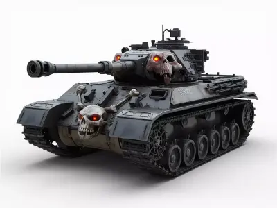 Skull Crusher Battle Tank 3D Model Horror War Gear Low-poly 3D model