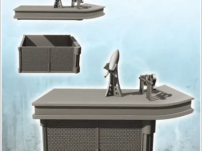 Industrial warehouse with Sky rocket roof sign 17 - Modern WW2 W 3D print model