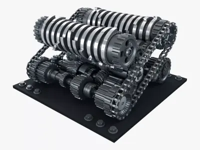 Abstract Gear Mechanism Shredder M1 3D model