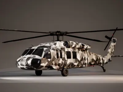 Helicopter UH-60 Blackhawk Low-poly 3D model