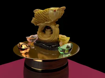  Chinese golden fish statue  3D model purchase