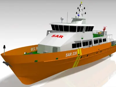 Rescue Boat Vessel 40M Low-poly 3D model