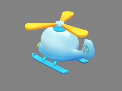 Cartoon toy airplane - helicopter Low-poly 3D model