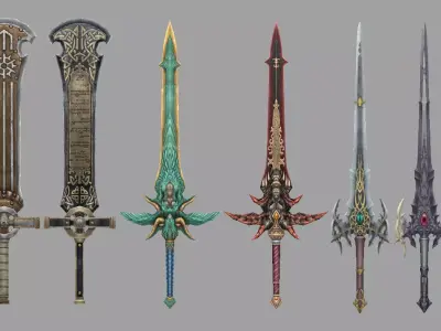 Fantasy sword Low-poly 3D model 4