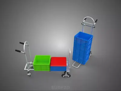 STAIR STEP CLIMBING FOLDABLE HAND TRUCK CART TROLLEY DOLLY CRATE 3D model