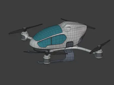 Generic Passenger Taxi Drone -- Quadcopter Helicopter Flying Car Low-poly 3D model