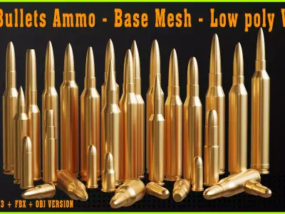 30 Bullets Ammo - Base Mesh - Low poly Vol 1 Low-poly 3D model