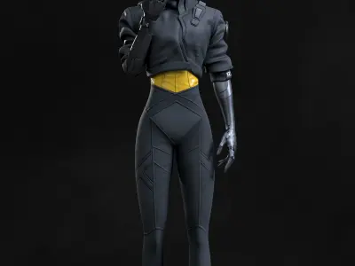 Cyberpunk Girl 2 - Game Ready Low-poly 3D model