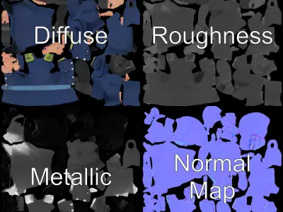 Animated Military Character Rigged and Animated Model Low-poly 3D model
