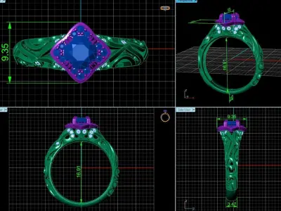 Vintage filigree engagement rings 1347 3D print model
