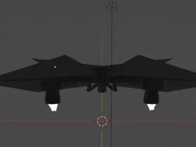 spaceship fighter jet flying in sky Low-poly 3D model