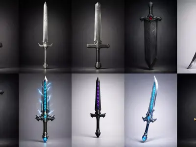 10 Fantasy Swords Pack  High-Quality Static 3D model