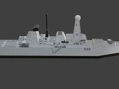 Low Poly Type 45 destroyer Low-poly 3D model