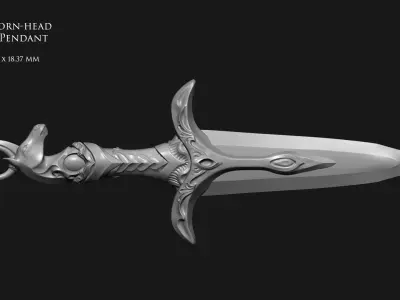Unicorn-head Blade Pendant 3D print model