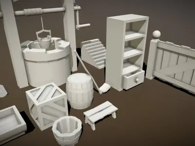 Farm Tools Low-poly 3D model