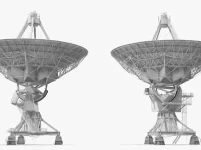 Big Parabolic Satellite Dish 3D model