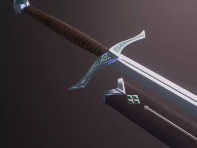 Low poly fantasy sword Low-poly 3D model purchase