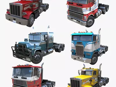 80s Semi Trucks collection 3D Model Pack