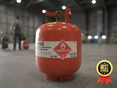 Propane Tank usage dirty red Low-poly 3D model