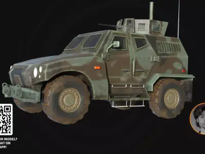 3D Model Army Hybrid Armored Vehicle -  Military Transport 3D model