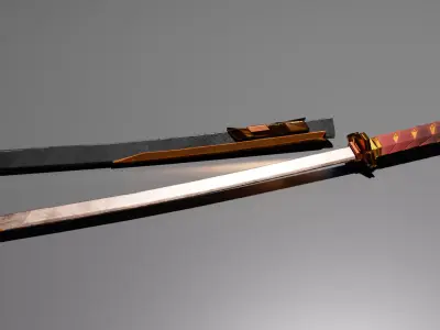 Combat Blade - Katana Sword Low-poly 3D model