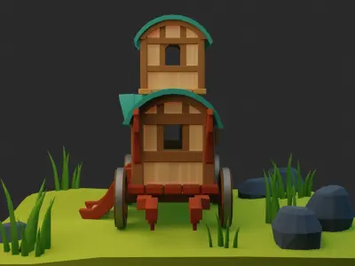 Low poly Wagon Low-poly 3D model purchase