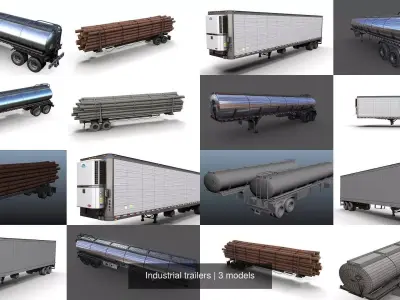 Industrial trailers 3D Model Pack