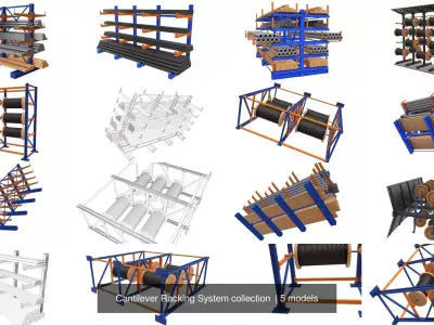 Cantilever Racking System collection  3D Model Pack