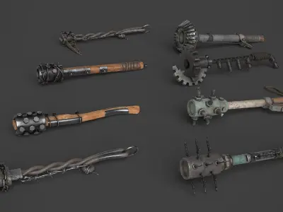 Modifiable Strike Weapons 1 3D Model Pack