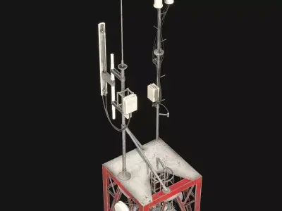 Telecommunication Antenna Tower Low-poly 3D model