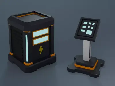 Low Poly Sci-Fi Energy and Production Bundle B - 46 Assets Low-poly 3D model