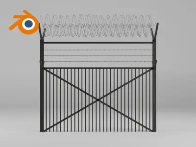 Military fence gate mesh fence metal 3D model