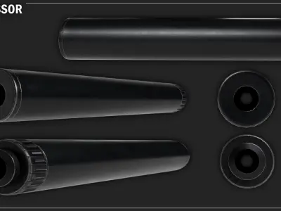 Pistol Suppressor Low-poly 3D model
