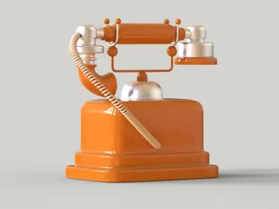 Retro Rotary Telephone Low-poly 3D model