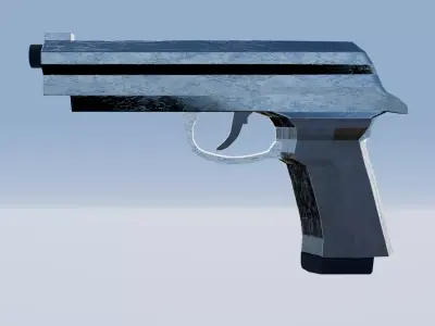 Realistic 9mm Pistol Model Game Ready  Low  High Poly Low-poly 3D model