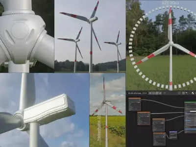 Low Poly Wind Turbine 100m Low-poly 3D model