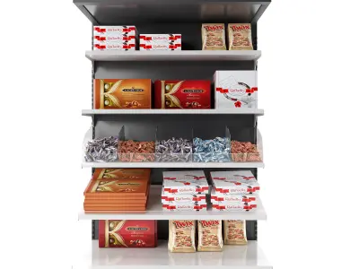 Commercial rack for supermarkets with goods 3D model